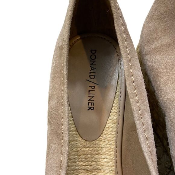 Brand New Donald Pilner Open Toe Wedge Espadrille Sandals Beige Suede Size 10 - Picture 5 of 11